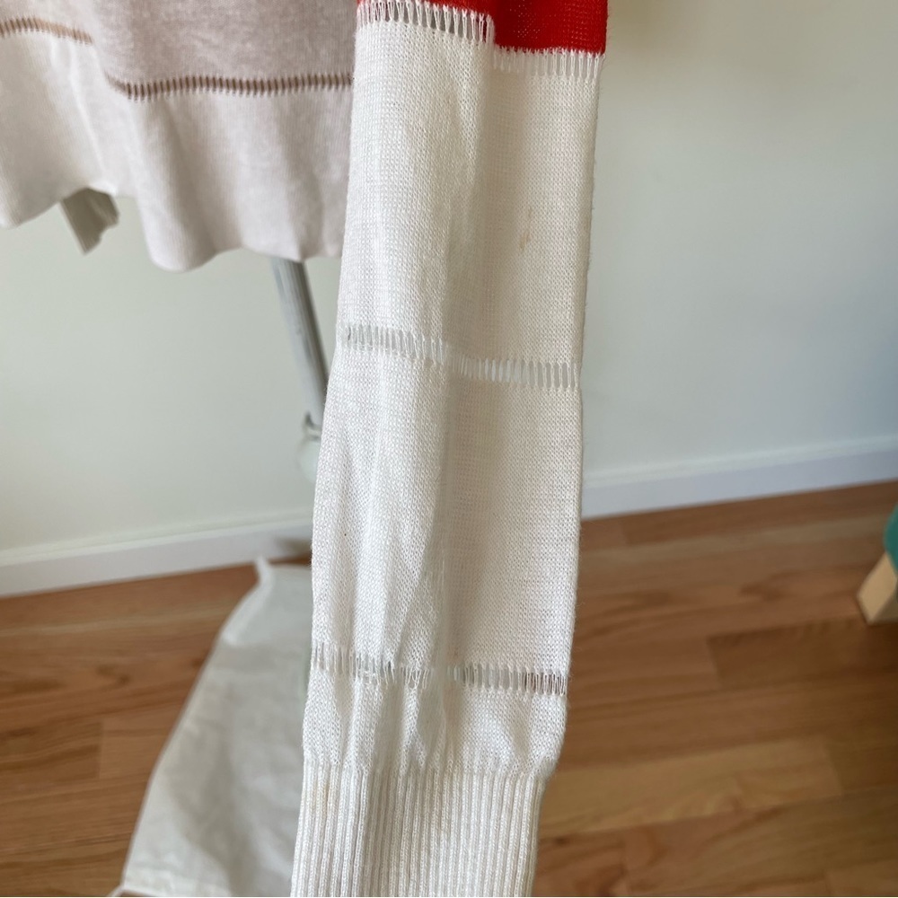 L.A.M.B. White Multi Linen Blend Long Sleeve V-Neck Light Weight Sweater Size S - Picture 11 of 12
